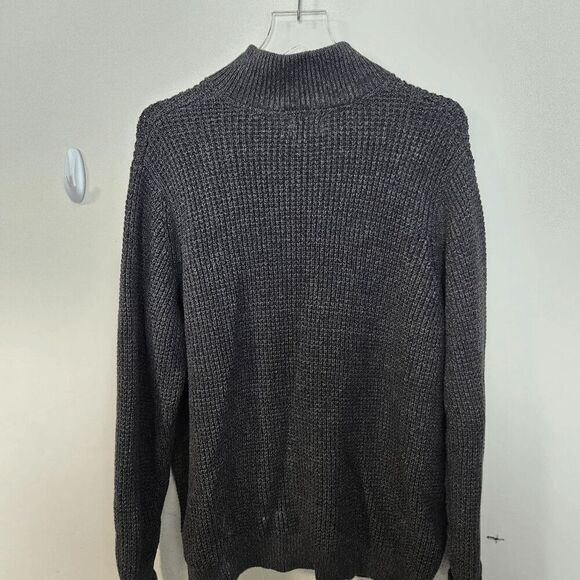 L.L. Bean 1/4 Zip Waffle Knit Organic Cotton Heavyweight Sweater Mens Gray Size - Picture 3 of 3